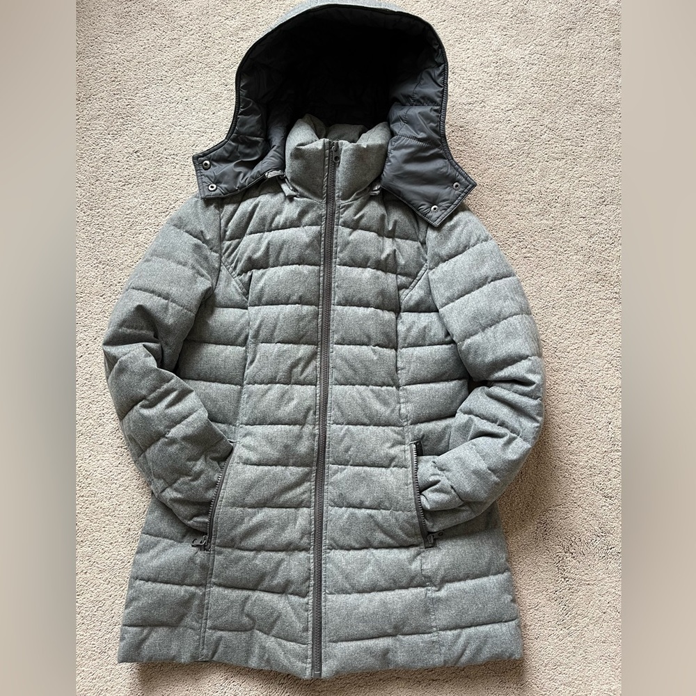 Women’s Nautical Gray Puffer Jacket, Size Medium